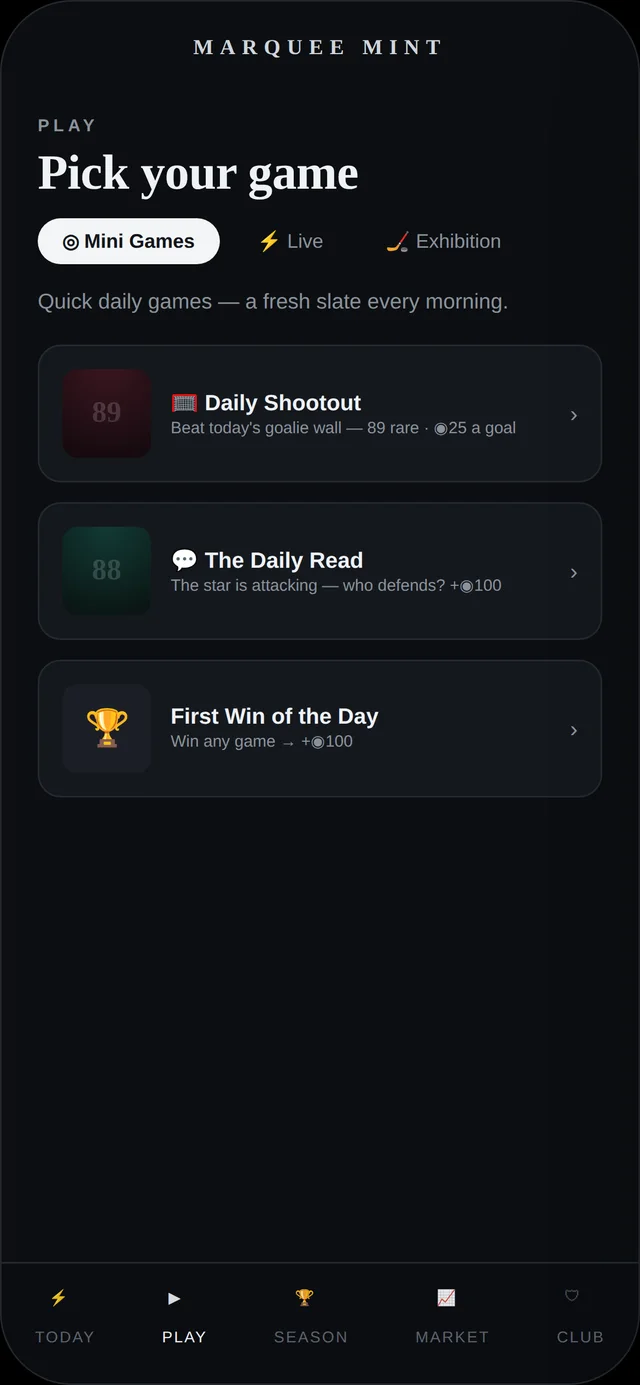 The daily mini-games hub